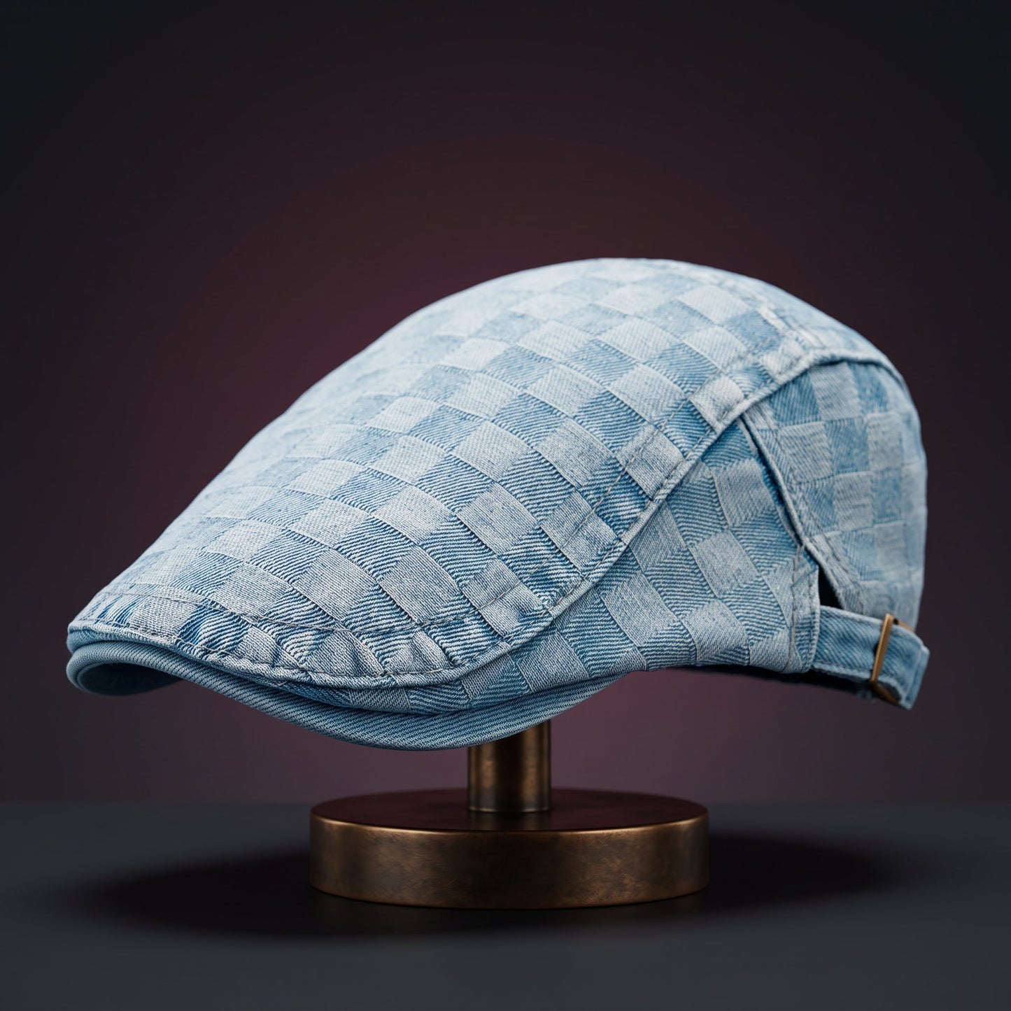 FINCH | Checked Denim Newsboy Cap