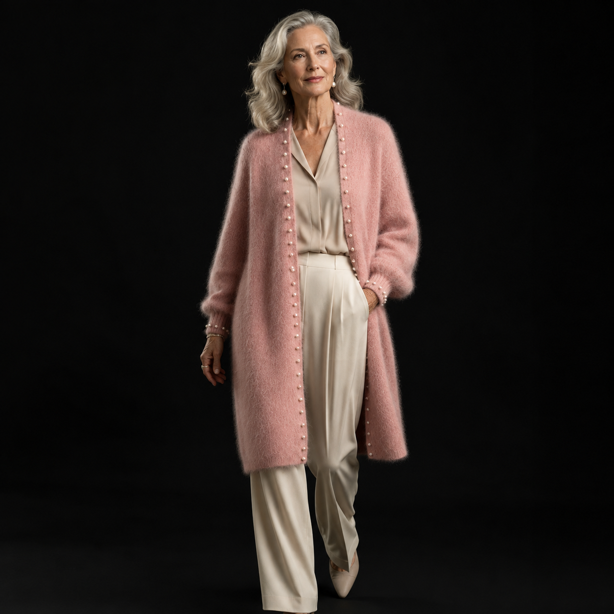 Amélie Pearl-Trim Cardigan