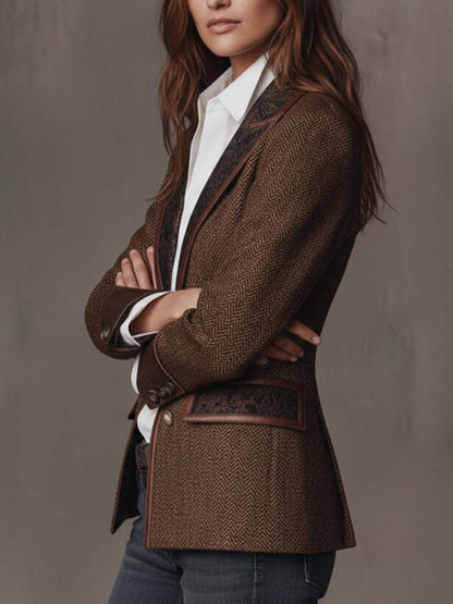 Doris | Women's Herringbone Paisley Lapel Blazer
