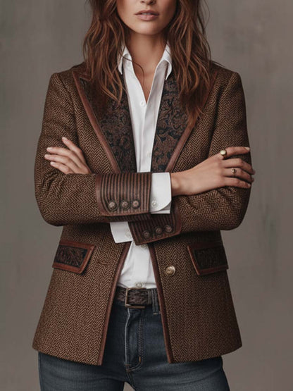 Doris | Women's Herringbone Paisley Lapel Blazer