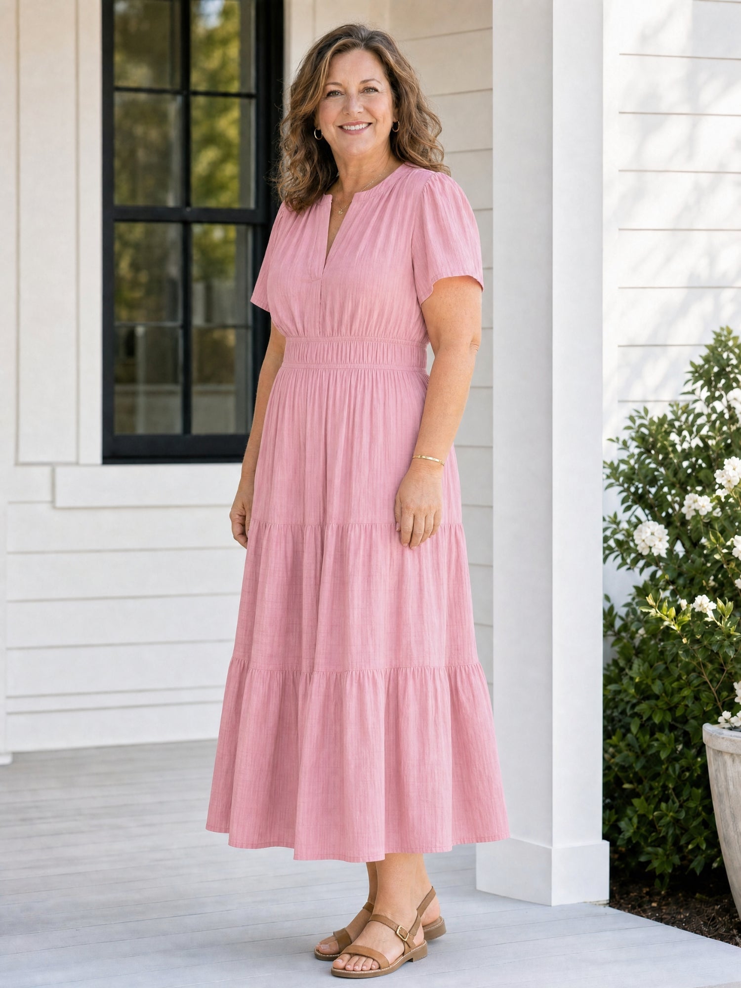 Delphine | Women's Tiered Shirred Waist Maxi Dress