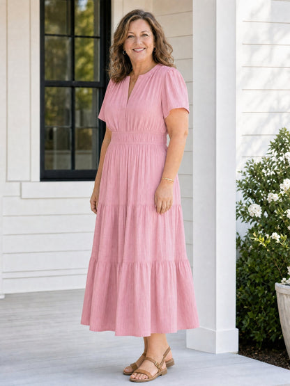 Delphine | Women's Tiered Shirred Waist Maxi Dress