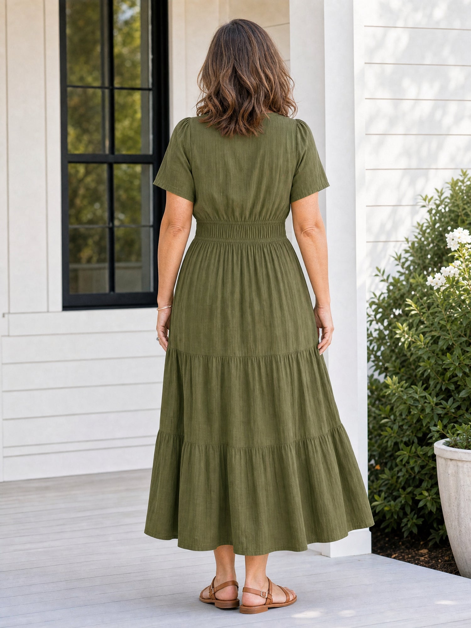 Delphine | Women's Tiered Shirred Waist Maxi Dress