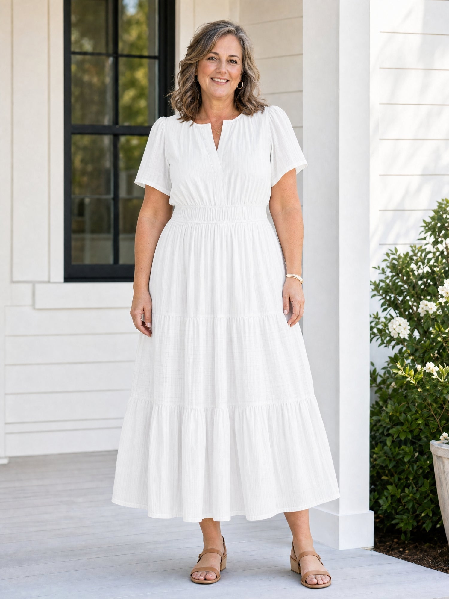 Delphine | Women's Tiered Shirred Waist Maxi Dress