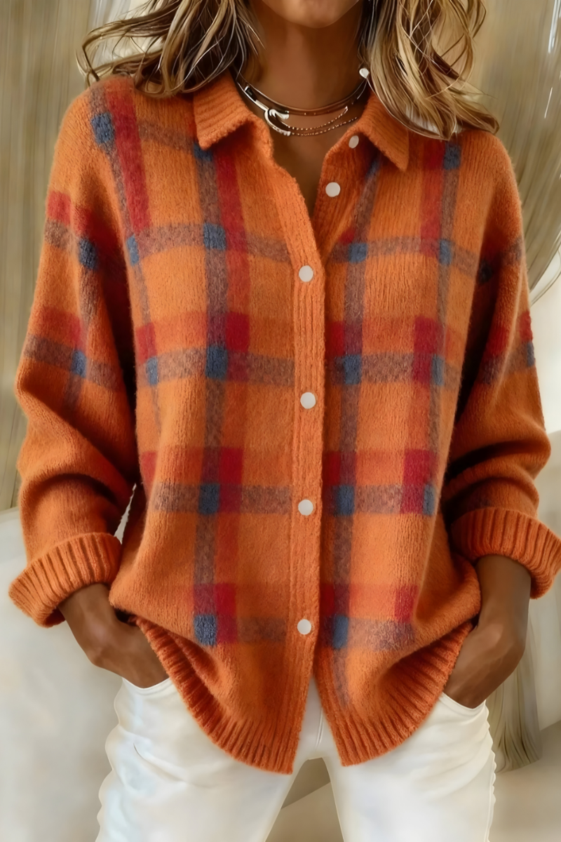 Amélie | Checked Knit Cardigan