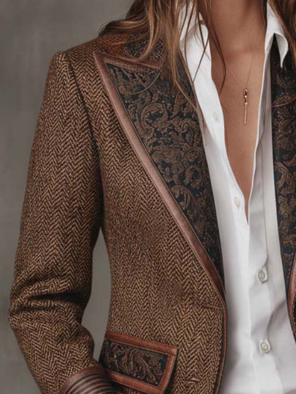 Doris | Women's Herringbone Paisley Lapel Blazer