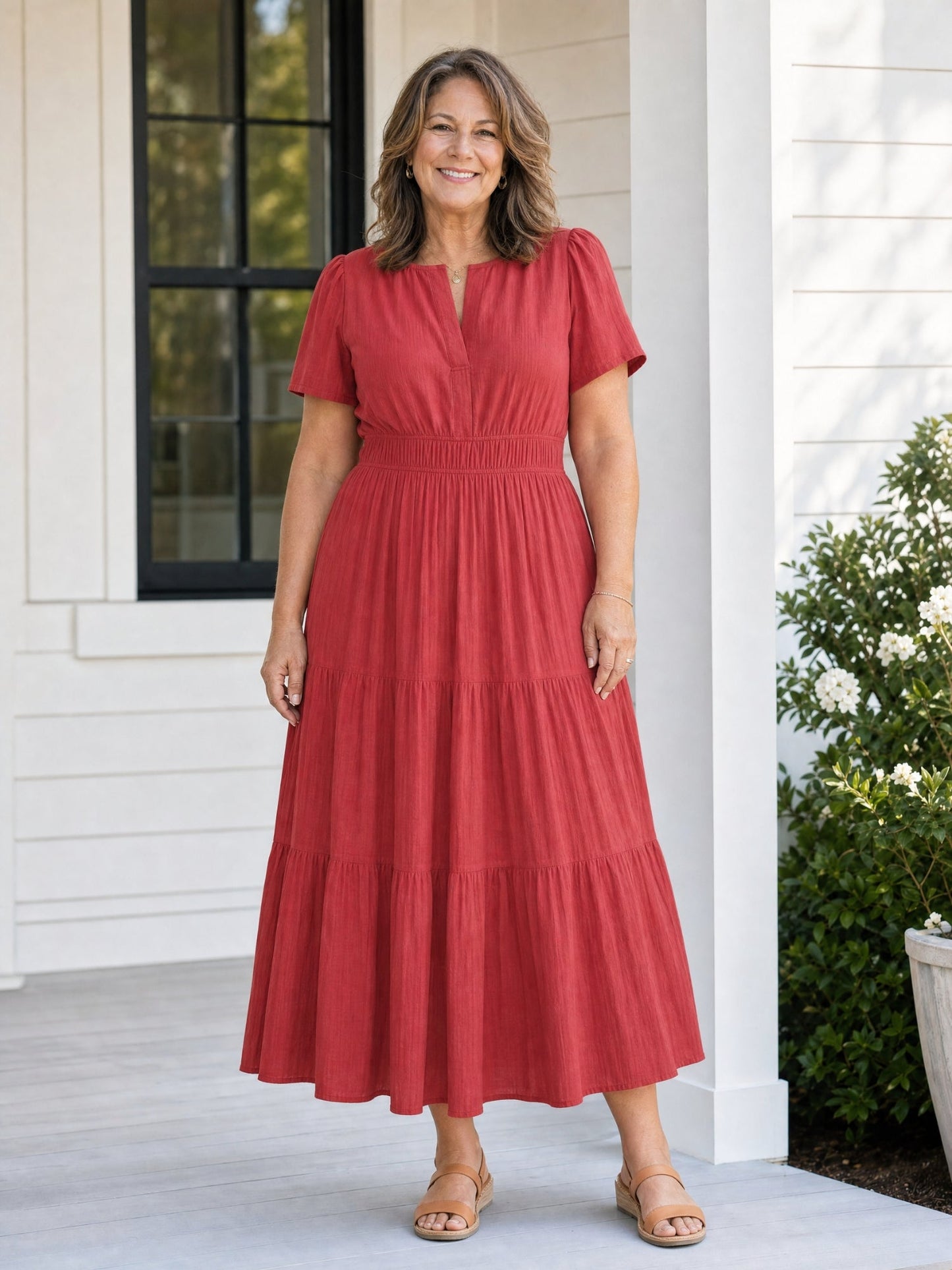 Delphine | Women's Tiered Shirred Waist Maxi Dress