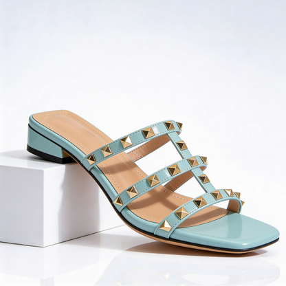 Studded mule on foot