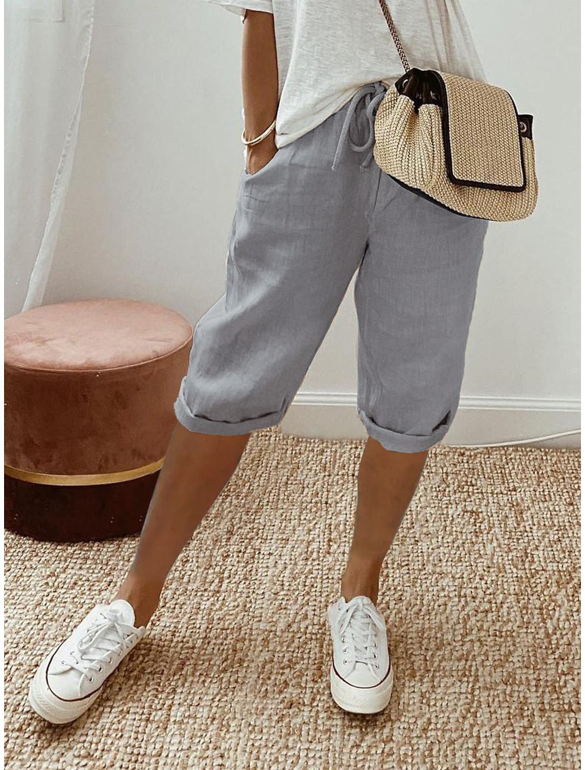 Odette Linen Capri Pants