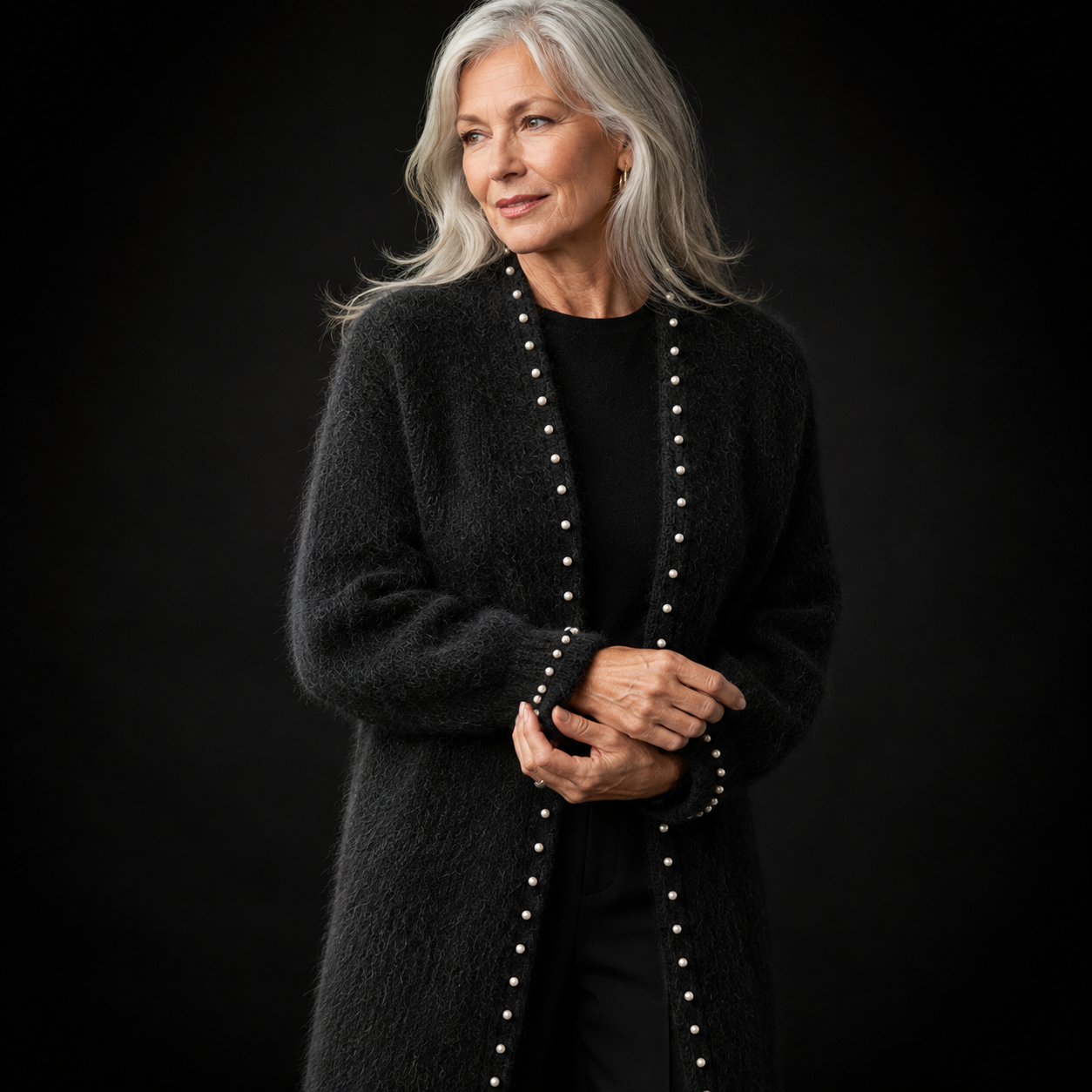 Amélie Pearl-Trim Cardigan