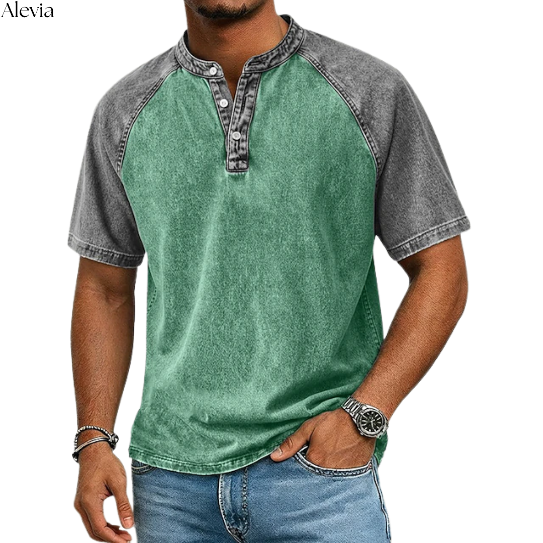 Men's Two-Tone Henley T-Shirt