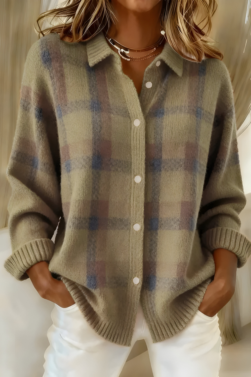 Amélie | Checked Knit Cardigan