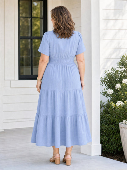 Delphine | Women's Tiered Shirred Waist Maxi Dress