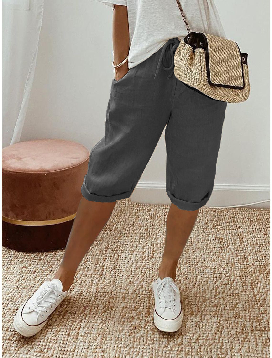 Odette Linen Capri Pants