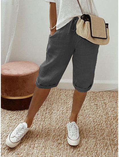 Odette Linen Capri Pants