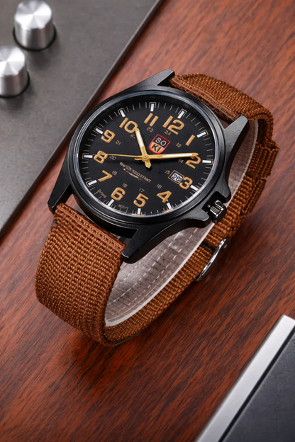 Field watch on wrist