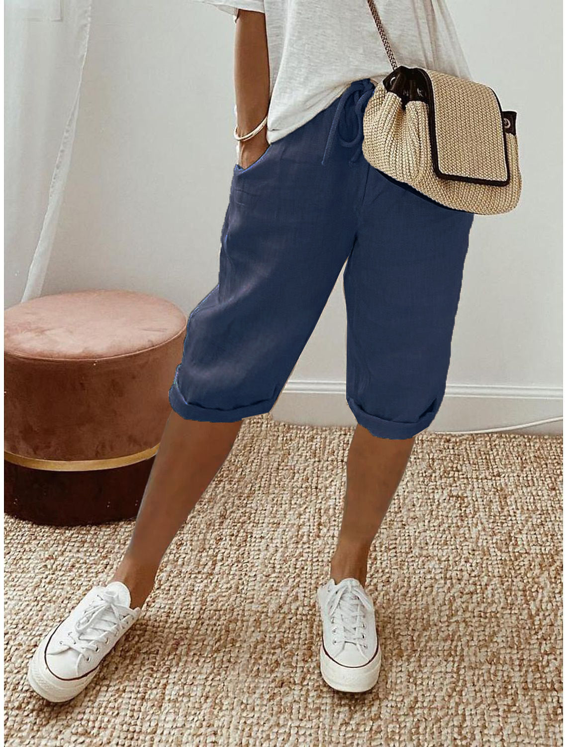 Odette Linen Capri Pants