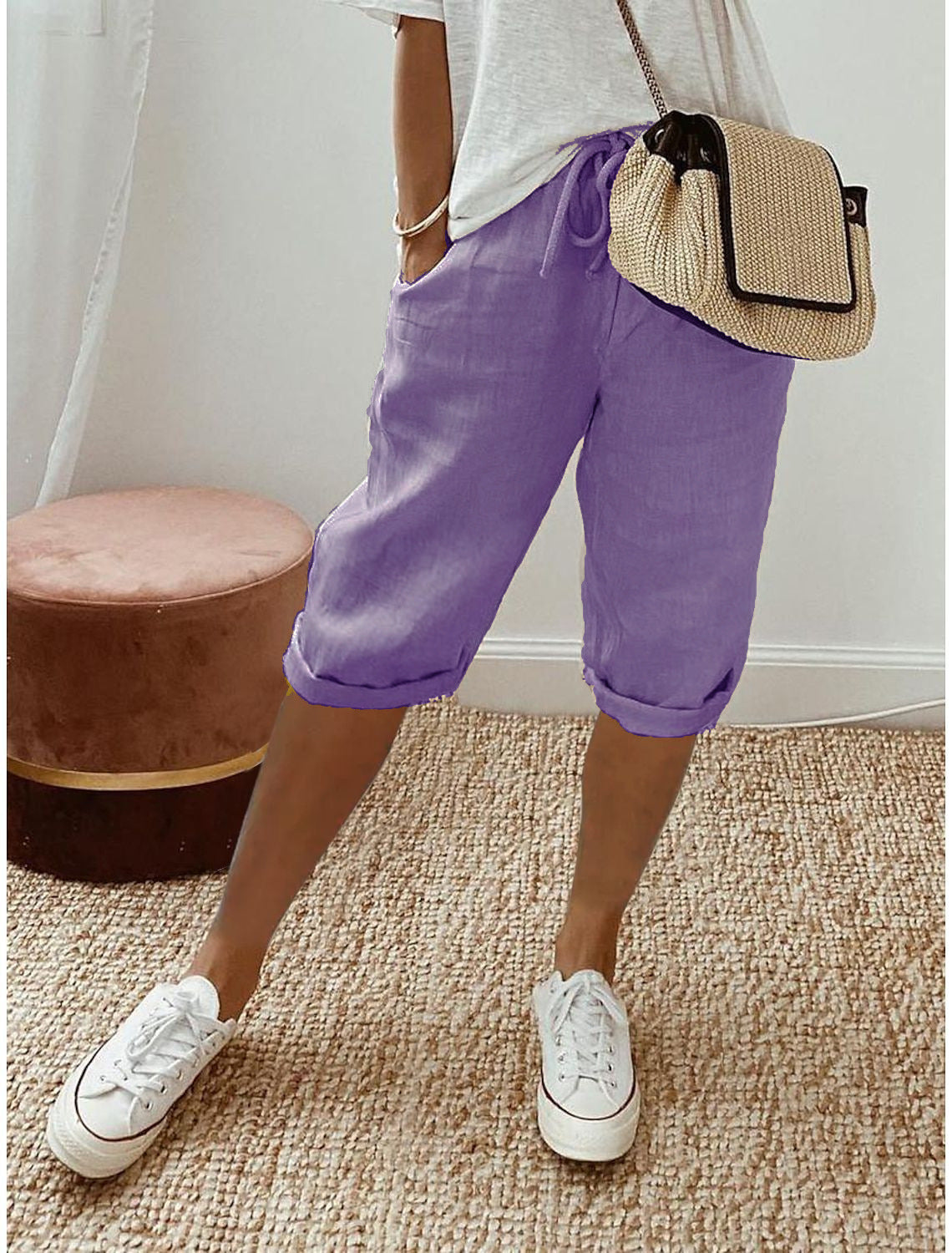 Odette Linen Capri Pants