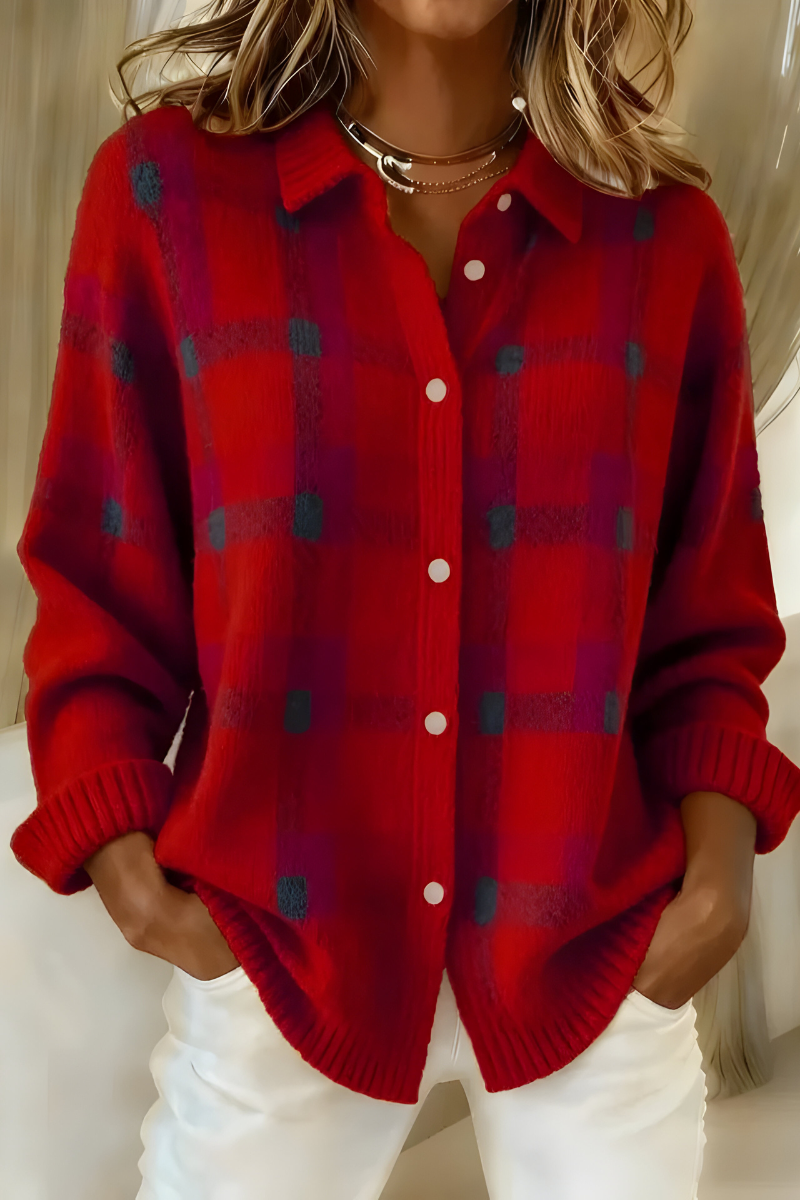 Amélie | Checked Knit Cardigan