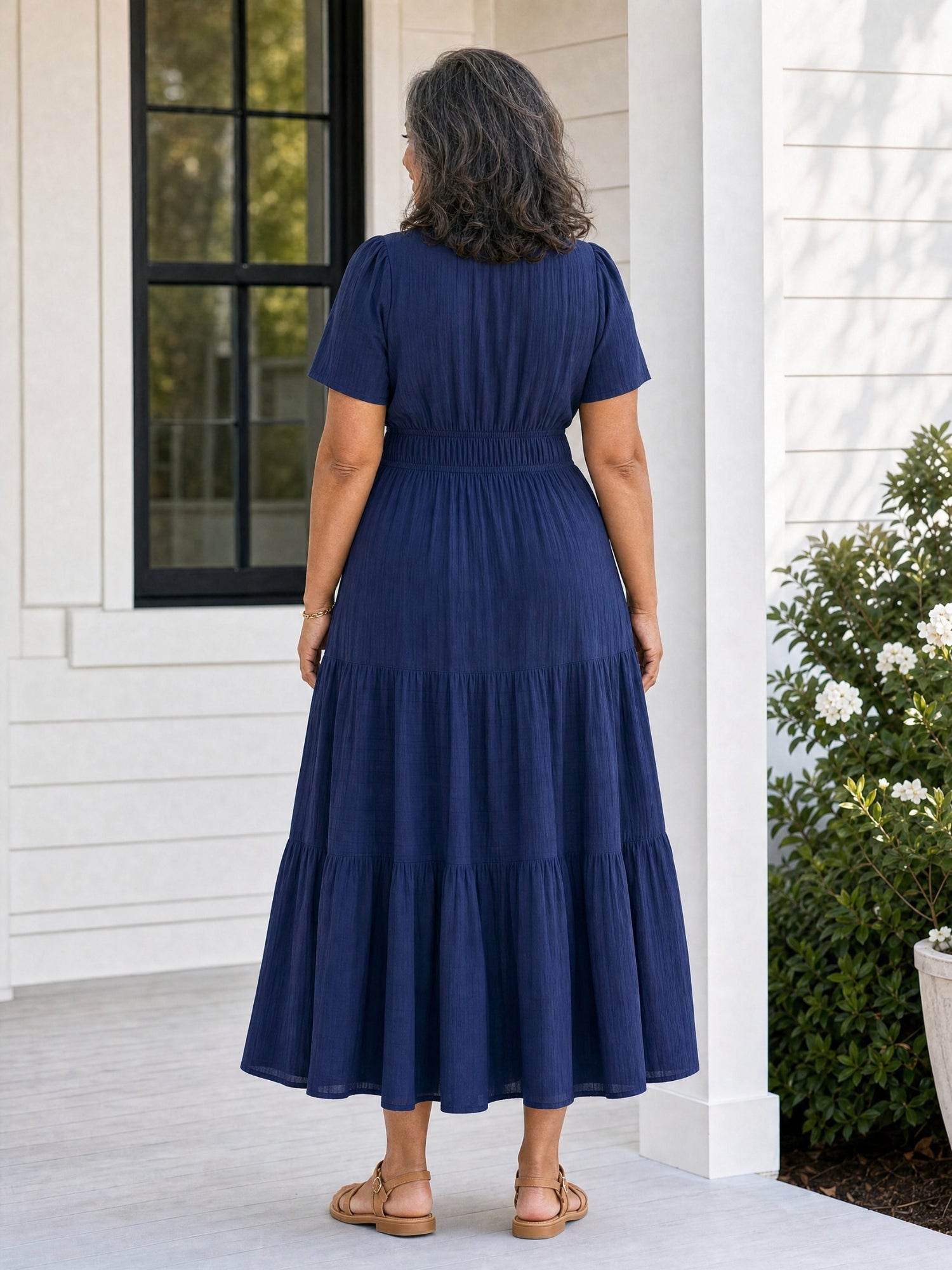 Delphine | Women's Tiered Shirred Waist Maxi Dress