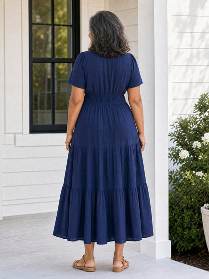 Delphine | Women's Tiered Shirred Waist Maxi Dress