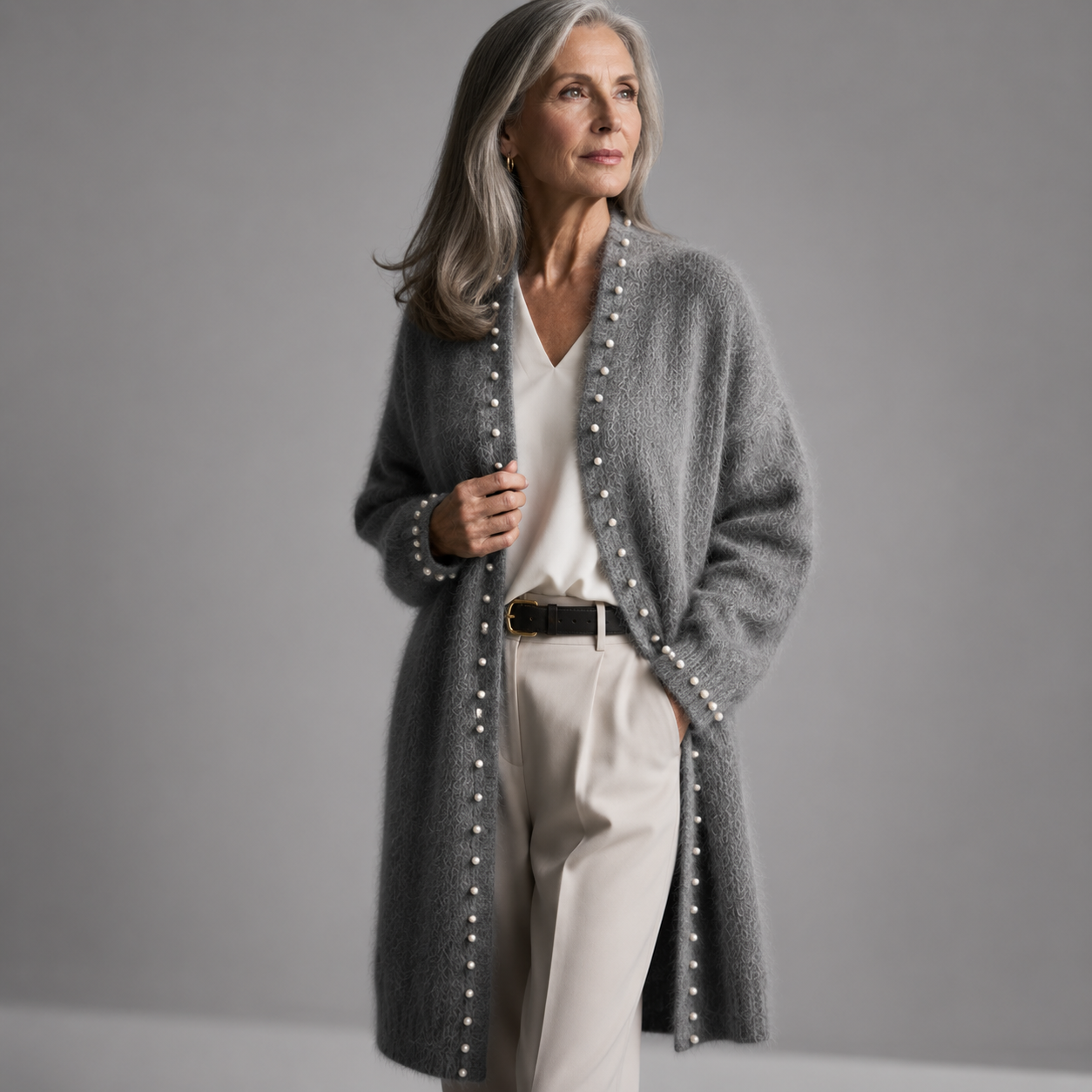 Amélie Pearl-Trim Cardigan