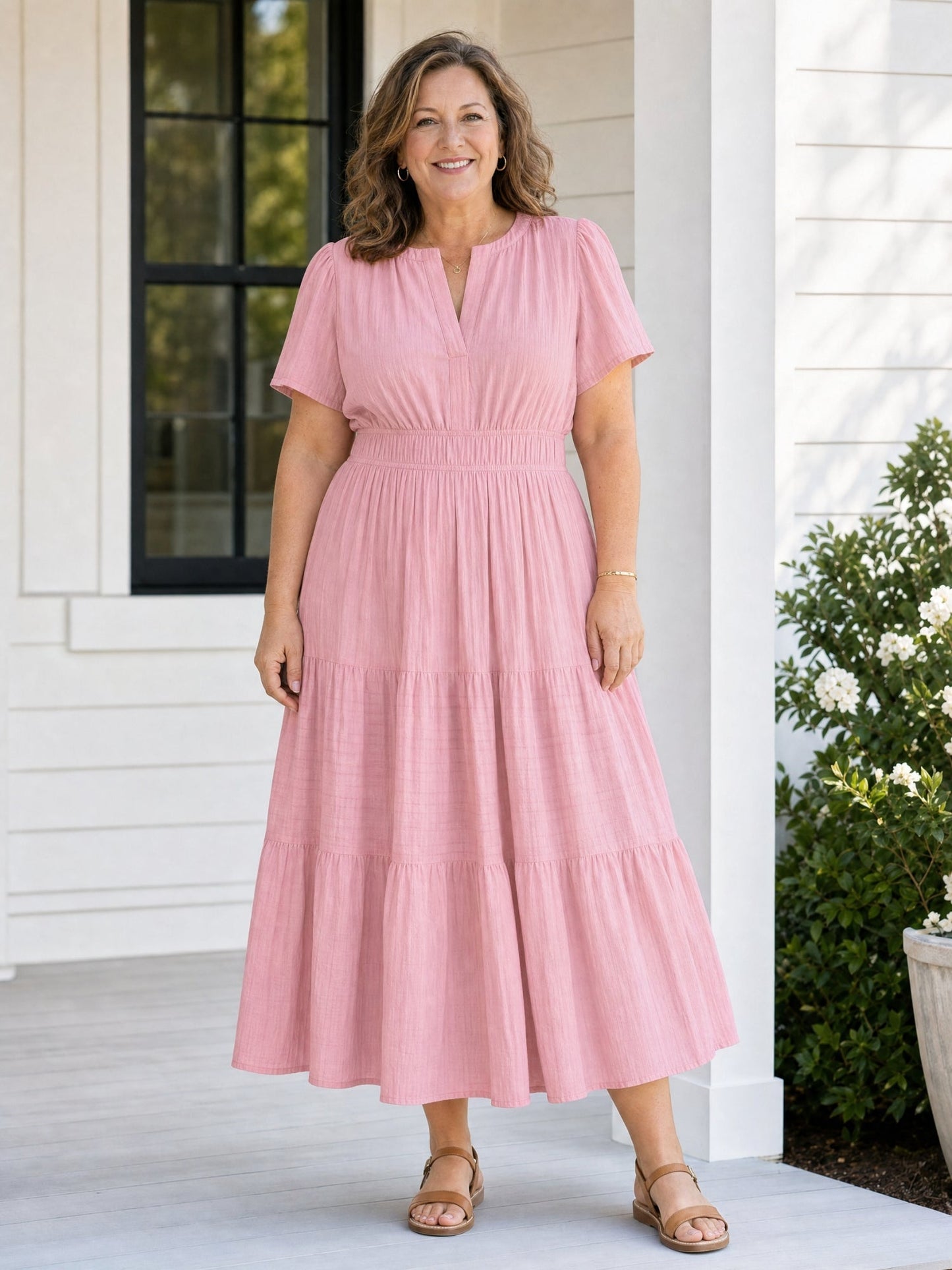 Delphine | Women's Tiered Shirred Waist Maxi Dress