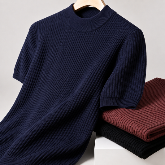 Alden Ribbed Knit Shirt with slim short-sleeve texture