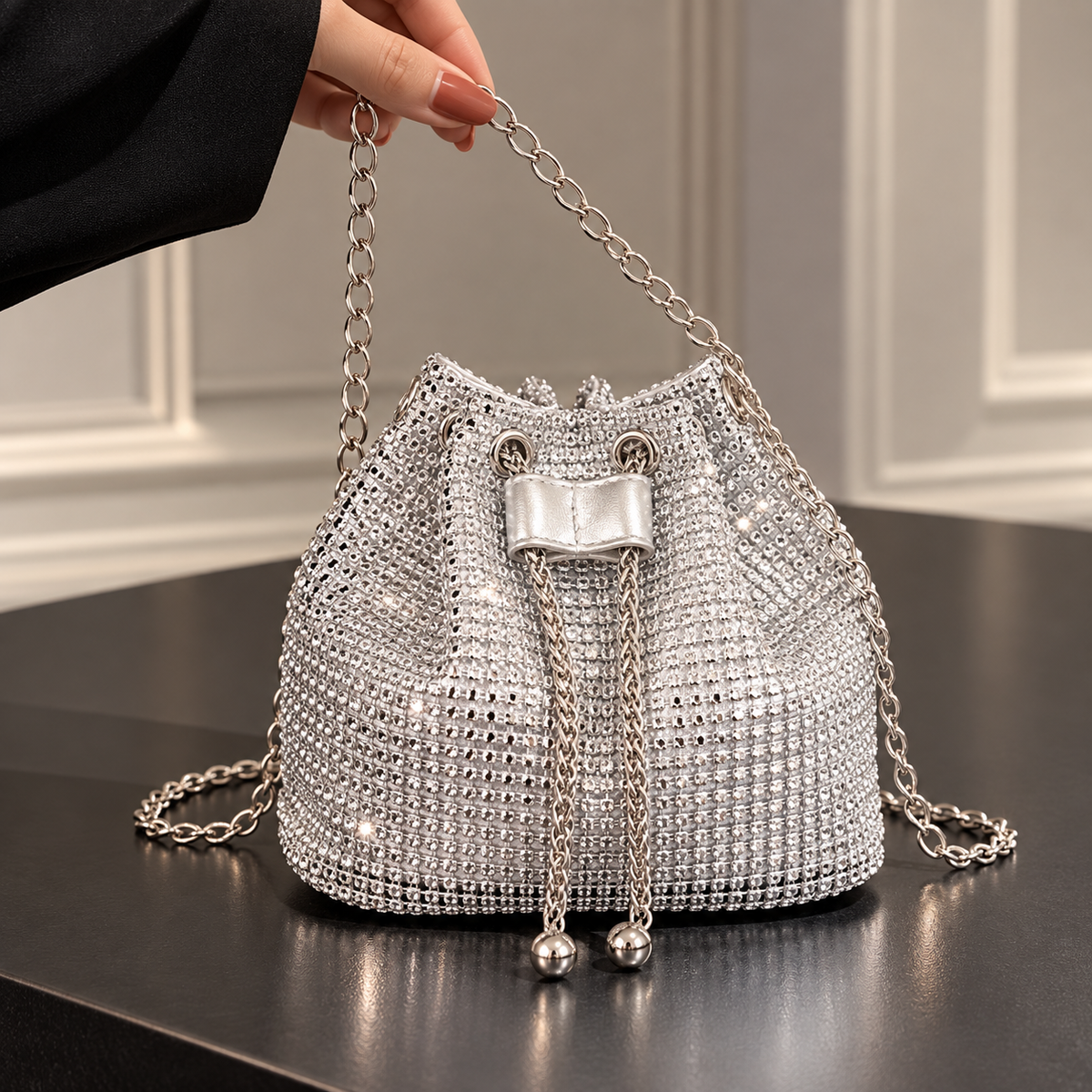 Celestine Crystal Drawstring Bag