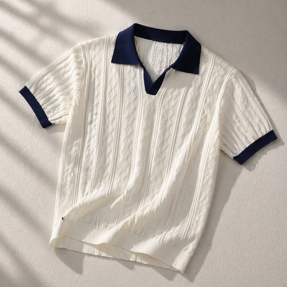 LUCIANO | Men's Contrast Collar Ribbed Polo