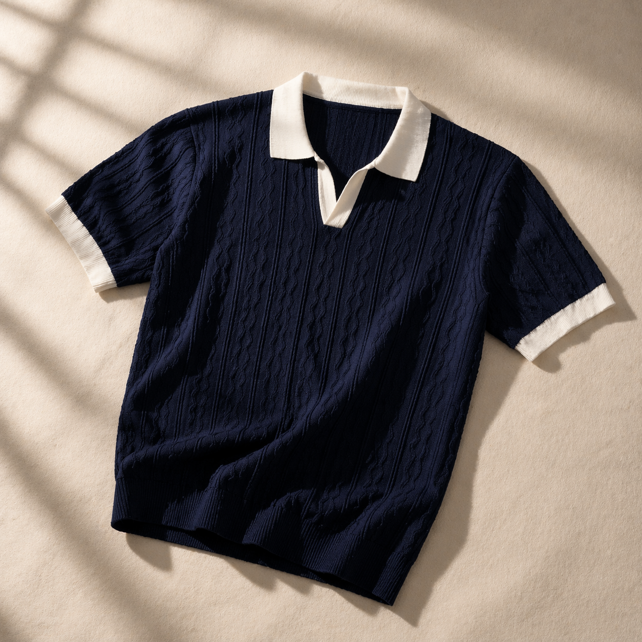 LUCIANO | Men's Contrast Collar Ribbed Polo