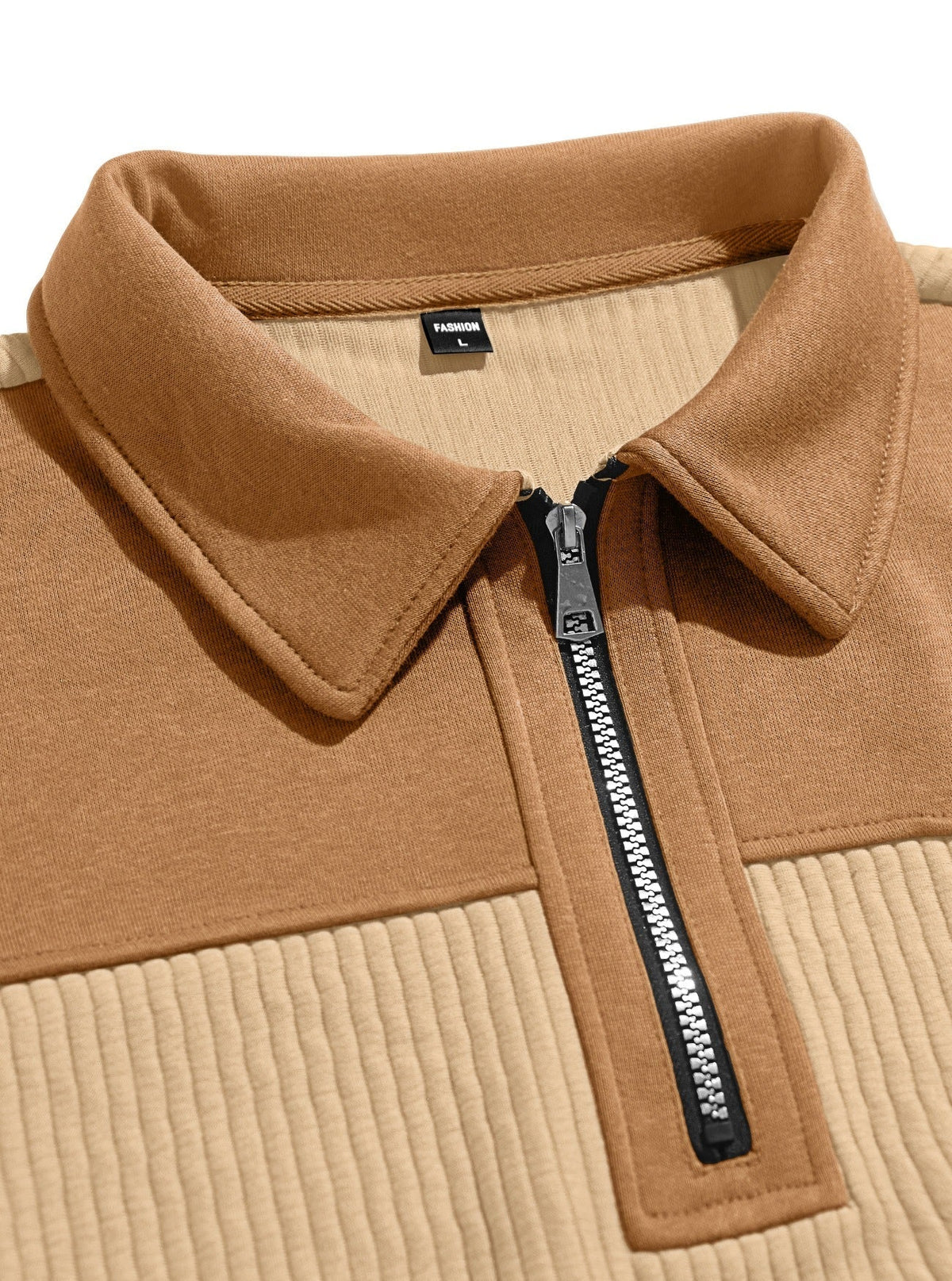 Men's Quarter-Zip Color Block Ribbed Knit Sweater