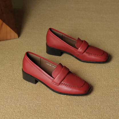 Elsie Square-Toe Leather Loafers