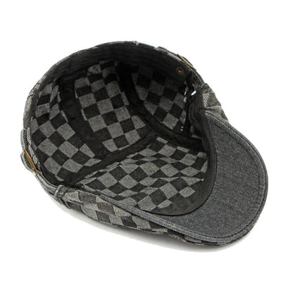 FINCH | Checked Denim Newsboy Cap