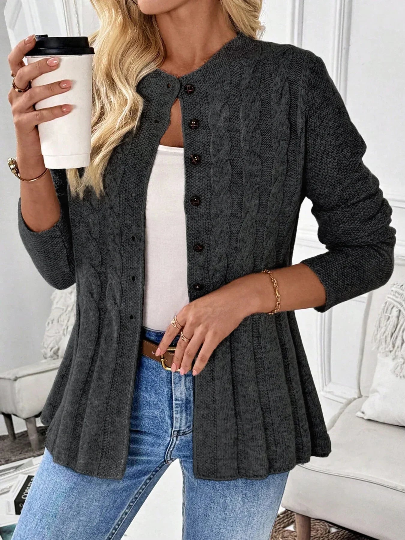 Elara Ribbed Knit Cardigan