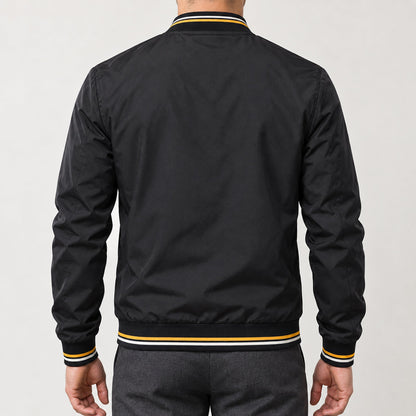 Whitman Striped-Trim Bomber Jacket — Black
