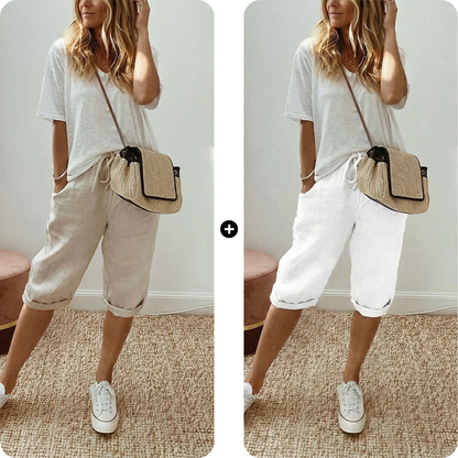 Odette Linen Capri Pants