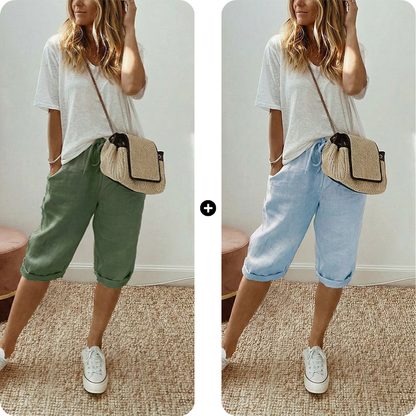 Odette Linen Capri Pants