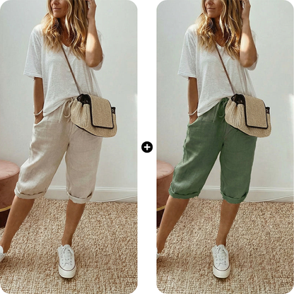 Odette Linen Capri Pants