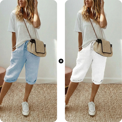 Odette Linen Capri Pants