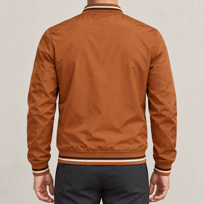 Whitman Striped-Trim Bomber Jacket — Burnt Orange