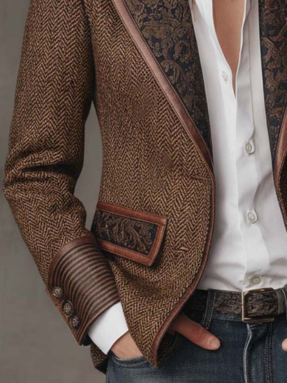 Doris | Women's Herringbone Paisley Lapel Blazer