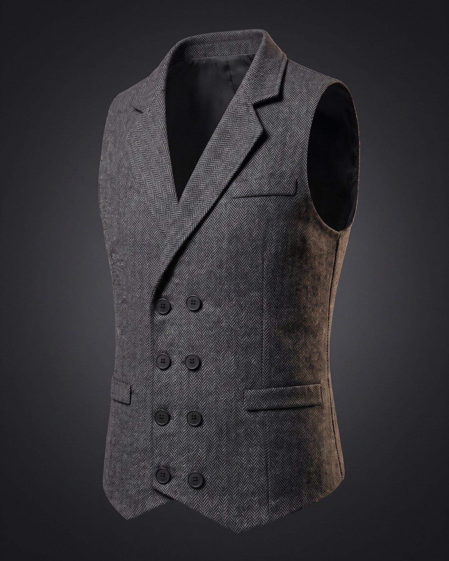 Stanley | Double-Breasted Herringbone Waistcoat