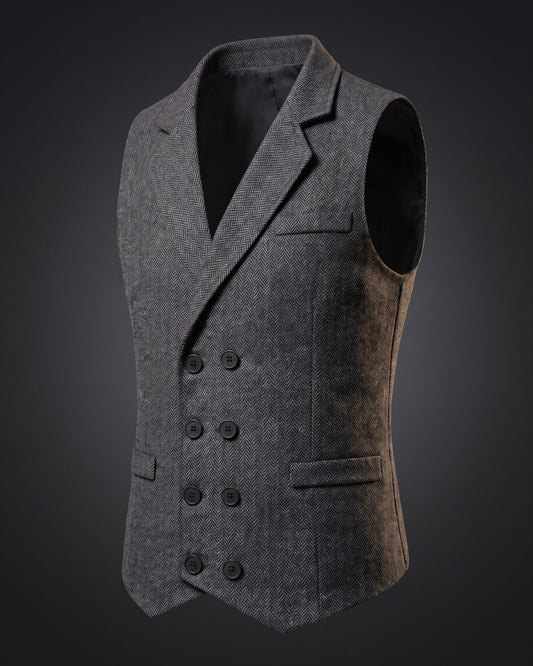 Stanley | Double-Breasted Herringbone Waistcoat