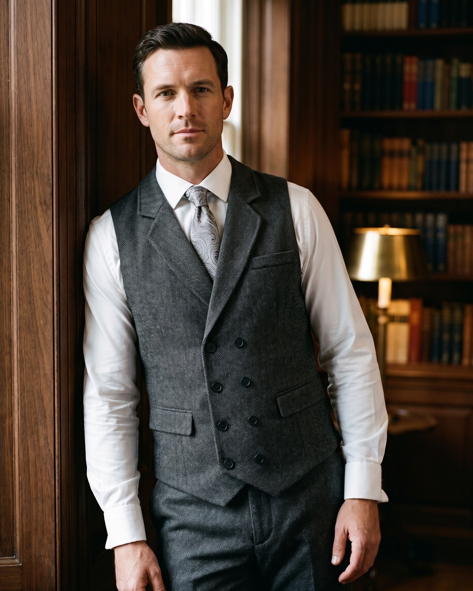 Stanley | Double-Breasted Herringbone Waistcoat