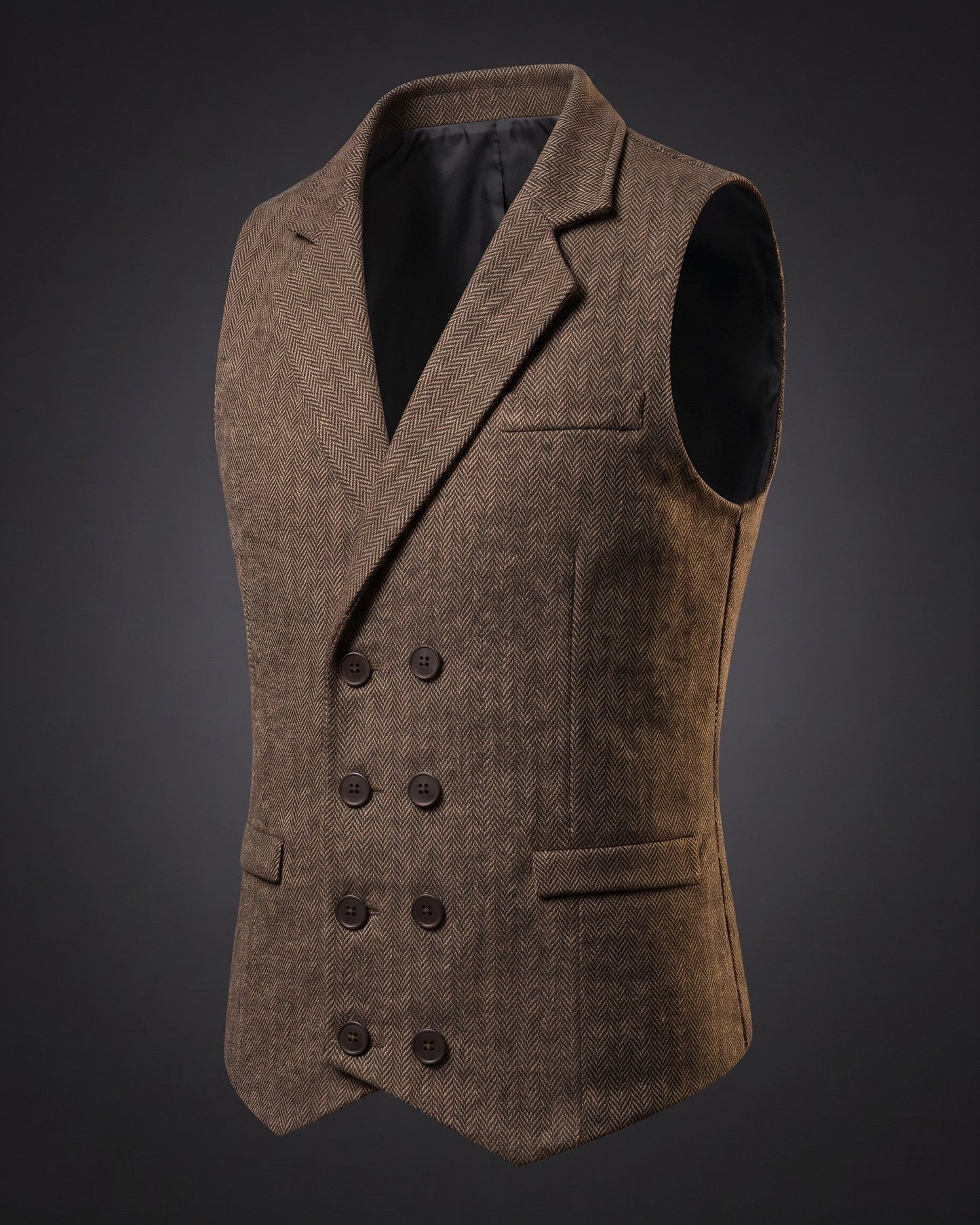 Stanley | Double-Breasted Herringbone Waistcoat