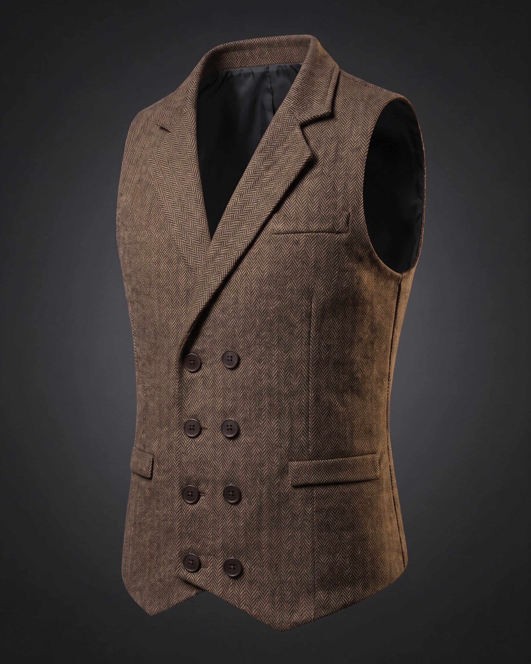 Stanley | Double-Breasted Herringbone Waistcoat