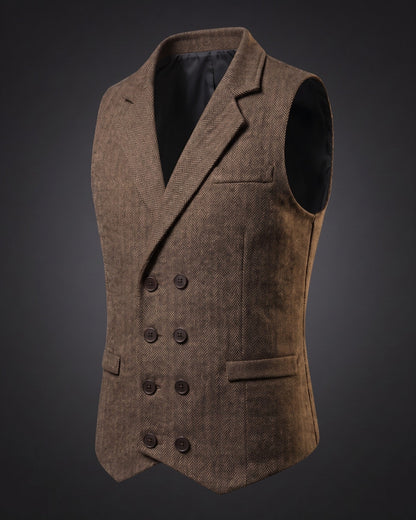 Stanley | Double-Breasted Herringbone Waistcoat