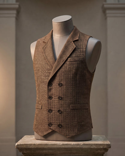 Stanley | Double-Breasted Herringbone Waistcoat