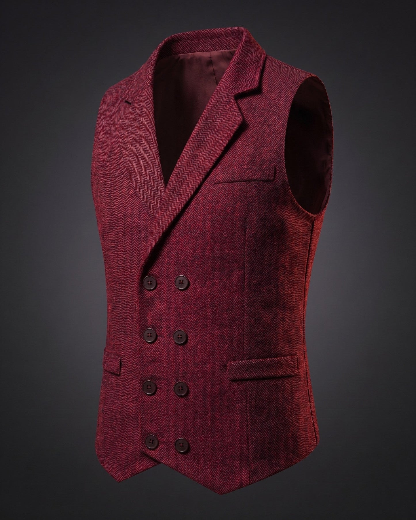 Stanley | Double-Breasted Herringbone Waistcoat